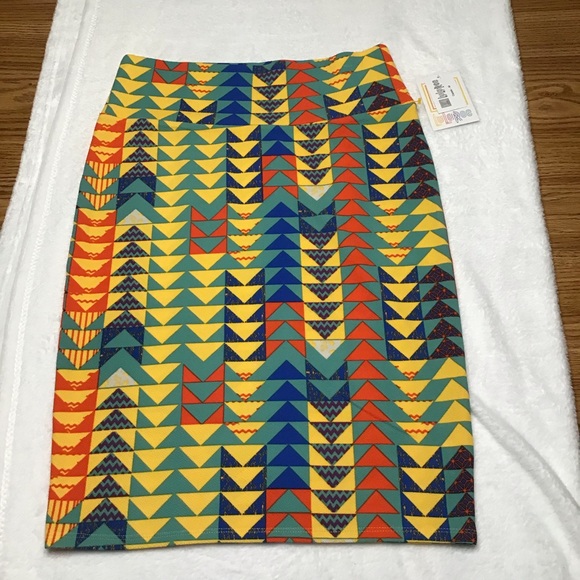 LuLaRoe Dresses & Skirts - SOLDLularoe Orange Yellow Blue Cassie Pencil Skirt